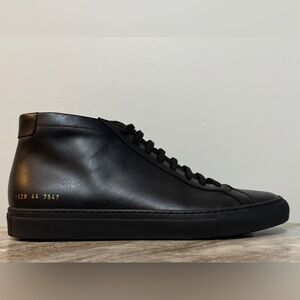 Common Projects Achilles Mid High 44 Black US 11  EUC $500 Minimalist Italy